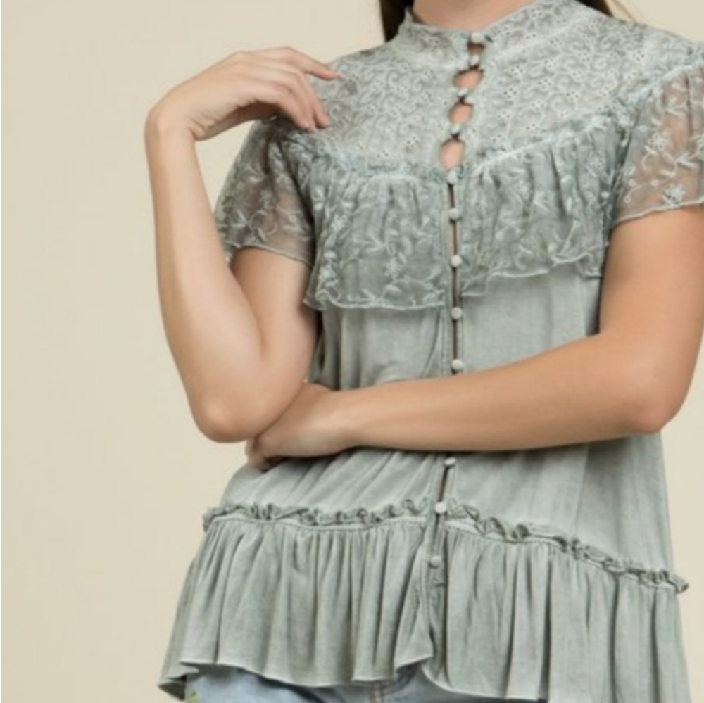 🆕🌿POL BOHO LACE TOP🌿 - Picture 1 of 7